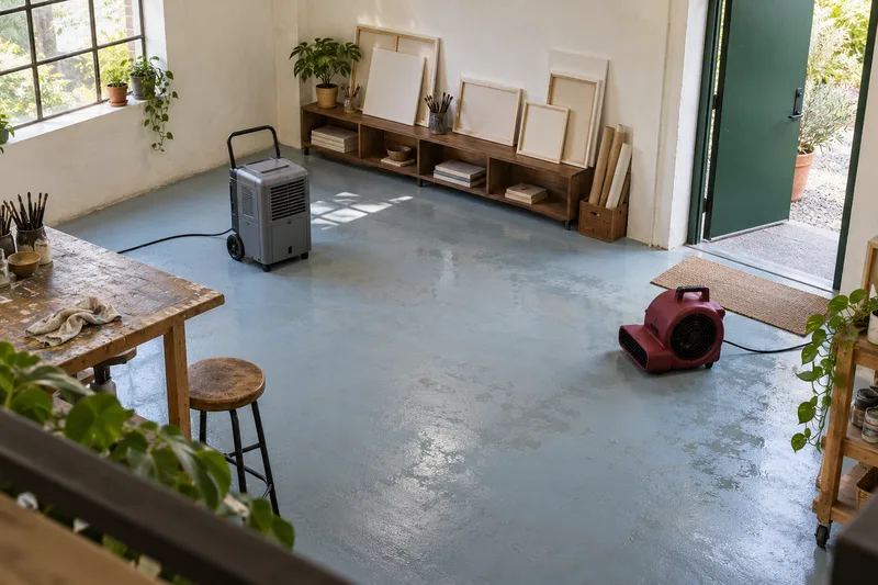 Original conceptual studio with moisture-management equipment